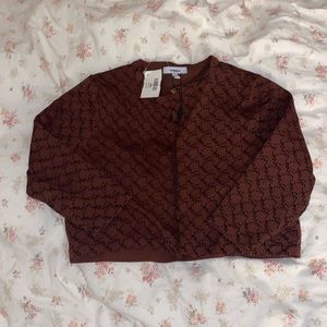 brown miaou crop cardigan nwt
